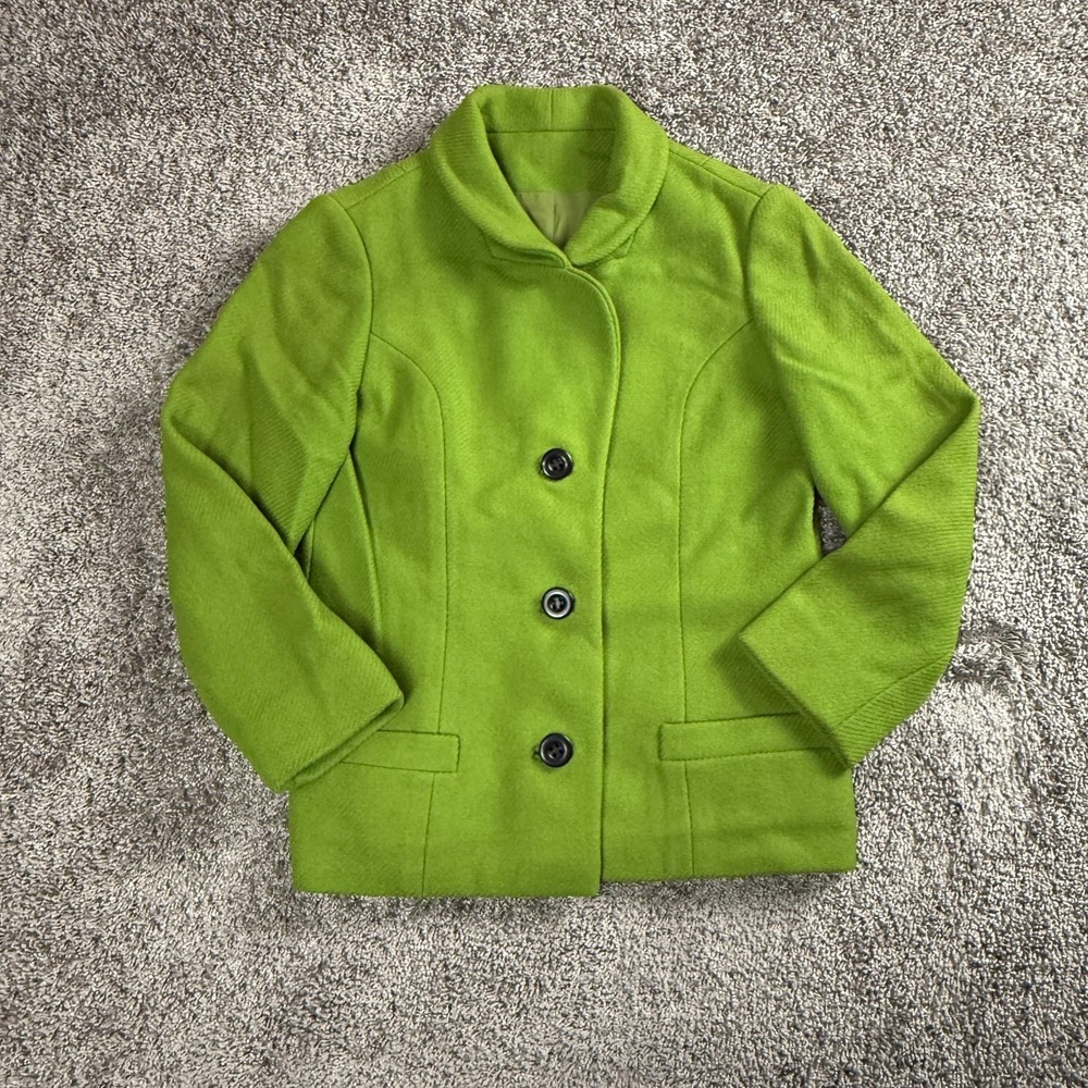 VTG Junior Sophisticates Womens Jacket Medium Green Wool Blazer Mod Career‎